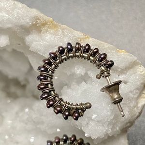 Peacock Pearl Hoop Earrings